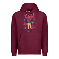 Burgundy western pink with stars and cowgirl Premium Hoodie - texasbilliewilder