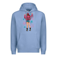 Colony Blue western pink with stars and cowgirl Premium Hoodie - texasbilliewilder