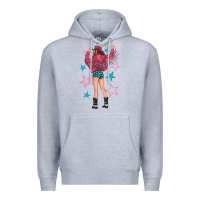 Heather Grey western pink with stars and cowgirl Premium Hoodie - texasbilliewilder