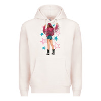 Pale Pink western pink with stars and cowgirl Premium Hoodie - texasbilliewilder
