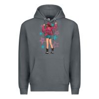Rock western pink with stars and cowgirl Premium Hoodie - texasbilliewilder