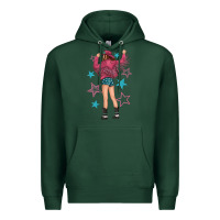 Sports Green western pink with stars and cowgirl Premium Hoodie - texasbilliewilder