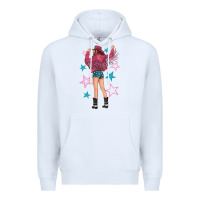 White western pink with stars and cowgirl Premium Hoodie - texasbilliewilder