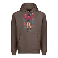Coffee western pink with stars and cowgirl Premium Hoodie - texasbilliewilder