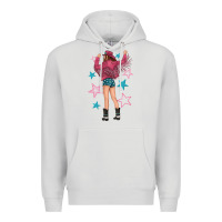 Dove Grey western pink with stars and cowgirl Premium Hoodie - texasbilliewilder