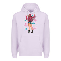 Lilac western pink with stars and cowgirl Premium Hoodie - texasbilliewilder