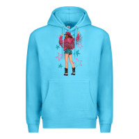 Ocean Blue western pink with stars and cowgirl Premium Hoodie - texasbilliewilder