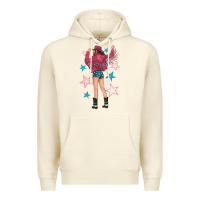 Sandshell western pink with stars and cowgirl Premium Hoodie - texasbilliewilder