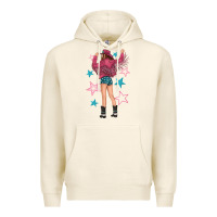 Tofu western pink with stars and cowgirl Premium Hoodie - texasbilliewilder