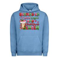 Pigment Pebble Blue running on iced coffee and christmas cheer Urban Hoodie - MaliasSmallBusiness