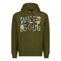 Army Green western wild soul with sunflowers Premium Hoodie - texasbilliewilder