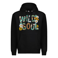 Black western wild soul with sunflowers Premium Hoodie - texasbilliewilder