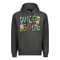 Charcoal Heather western wild soul with sunflowers Premium Hoodie - texasbilliewilder
