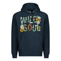 Navy western wild soul with sunflowers Premium Hoodie - texasbilliewilder