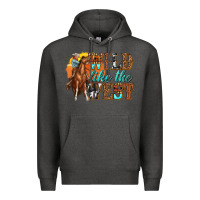 Charcoal Heather wild like west Premium Hoodie - texasbilliewilder