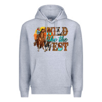 Heather Grey wild like west Premium Hoodie - texasbilliewilder