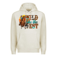 Oatmeal Heather wild like west Premium Hoodie - texasbilliewilder