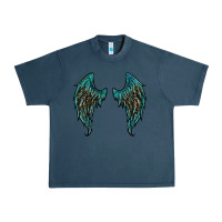 Midnight Navy turquoise leopard wings Urban Heavy Tee - RanaPortraitStore