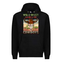 Black wild west long live cowboys Premium Hoodie - texasbilliewilder