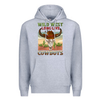 Heather Grey wild west long live cowboys Premium Hoodie - texasbilliewilder