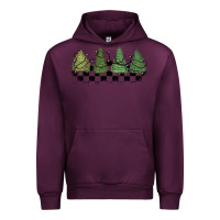 Mauve Wine christmas checkered trees Urban Hoodie - MaliasSmallBusiness
