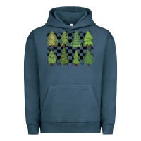 Pigment Midnight Navy checkered trees Urban Hoodie - MaliasSmallBusiness