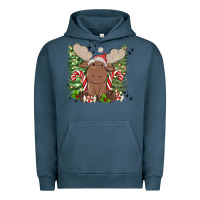 Pigment Midnight Navy christmas reindeer Urban Hoodie - MaliasSmallBusiness