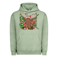 Pigment Oil Green christmas reindeer Urban Hoodie - MaliasSmallBusiness