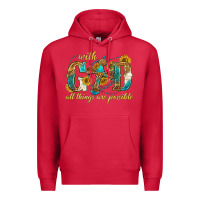 Cardinal with god all things are possible with cross Premium Hoodie - texasbilliewilder