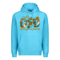 Ocean Blue with god all things are possible with cross Premium Hoodie - texasbilliewilder