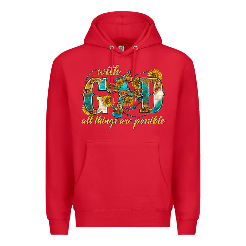 With God All Things Are Possible With Cross Premium Hoodie by texasbilliewilder | Teevron