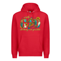 Red with god all things are possible with cross Premium Hoodie - texasbilliewilder