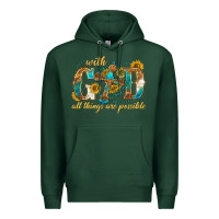Sports Green with god all things are possible with cross Premium Hoodie - texasbilliewilder