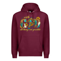 Burgundy with god all things are possible with cross Premium Hoodie - texasbilliewilder