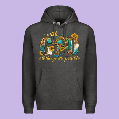 Premium Hoodie with god all things are possible with cross