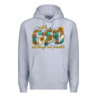 Heather Grey with god all things are possible with cross Premium Hoodie - texasbilliewilder