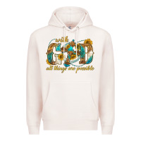 Pale Pink with god all things are possible with cross Premium Hoodie - texasbilliewilder