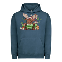 Pigment Midnight Navy christmas reindeer Urban Hoodie - MaliasSmallBusiness