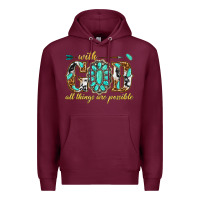 Burgundy with god all things are possible with gemstone Premium Hoodie - texasbilliewilder