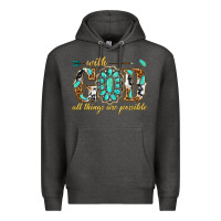 Charcoal Heather with god all things are possible with gemstone Premium Hoodie - texasbilliewilder