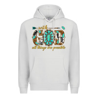 Dove Grey with god all things are possible with gemstone Premium Hoodie - texasbilliewilder