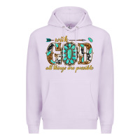 Lilac with god all things are possible with gemstone Premium Hoodie - texasbilliewilder