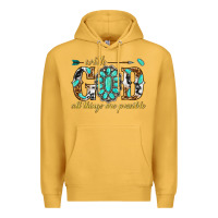 Mustard with god all things are possible with gemstone Premium Hoodie - texasbilliewilder