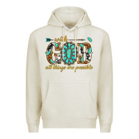 Oatmeal Heather with god all things are possible with gemstone Premium Hoodie - texasbilliewilder