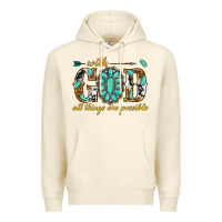 Sandshell with god all things are possible with gemstone Premium Hoodie - texasbilliewilder