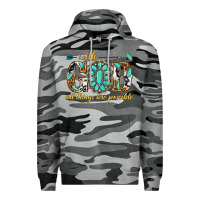 Slate Camo with god all things are possible with gemstone Premium Hoodie - texasbilliewilder