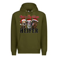 Army Green Merry Christmas Heifers Premium Hoodie - RanaPortraitStore