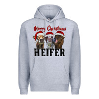 Heather Grey Merry Christmas Heifers Premium Hoodie - RanaPortraitStore
