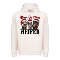 Pale Pink Merry Christmas Heifers Premium Hoodie - RanaPortraitStore
