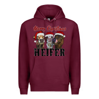 Burgundy Merry Christmas Heifers Premium Hoodie - RanaPortraitStore